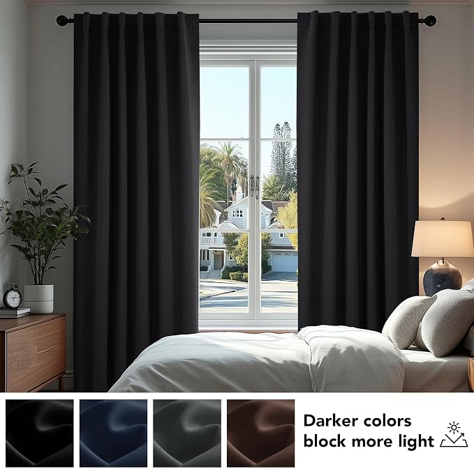Deconovo Blackout Curtains, Thermal Insulated, W38 x L45 2 Panels, Back Tab - Image 4