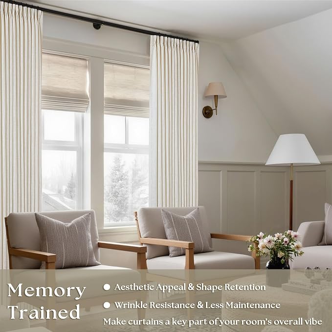 Pinch Pleated Linen Curtains 105 Inches Long - Image 2