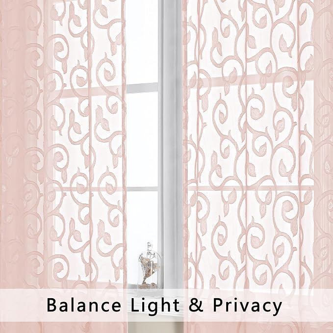 Furman Cafe Curtains 30 Inch Length 2 Panels Set, Elegant Geometric Jacquard - Image 4