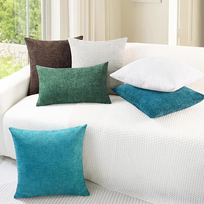 CaliTime Decorative Couch Throw Pillow Covers 24 X 24 Inches Lake Blue | Pack - Image 4