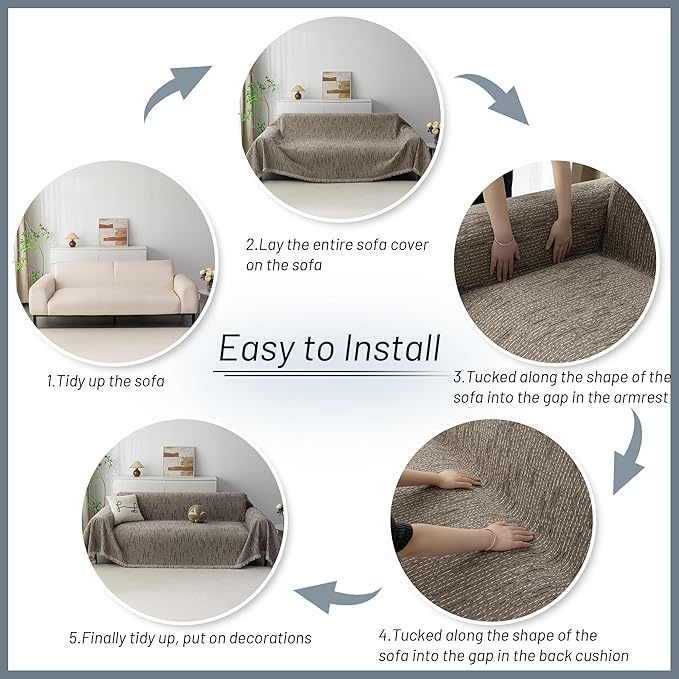 MYSKY HOME Loveseat Cover Sand Couch Cover Sectional Couch Covers - Image 7