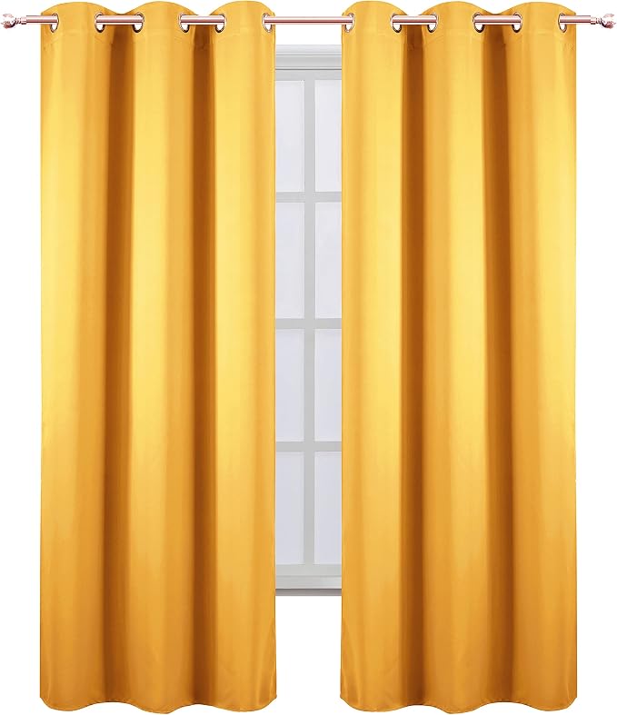 LEMOMO Yellow Thermal Blackout Curtains/38 x 84 Inch/Set of 2 Panels Room - Image 2
