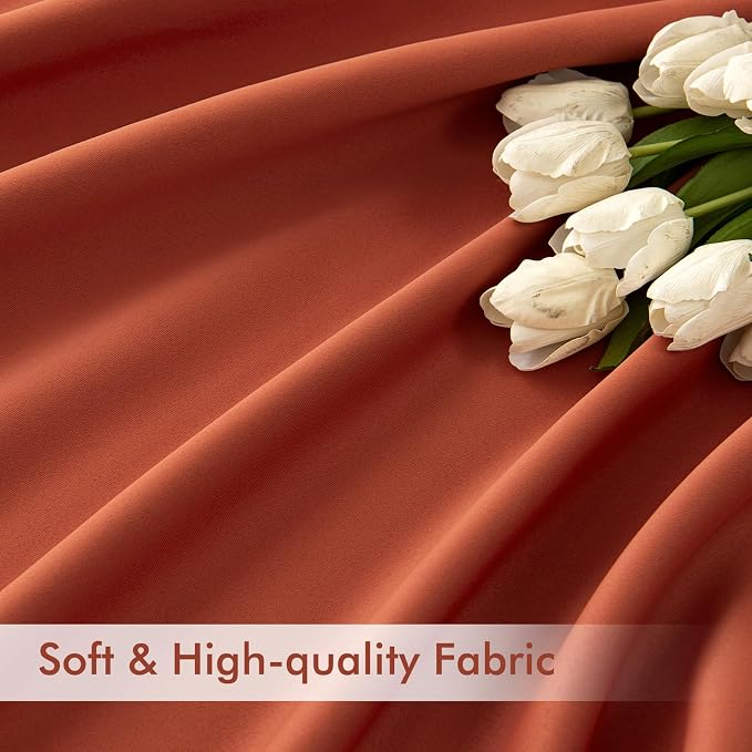 MIULEE Fall Burnt Orange Back Tab Blackout Curtains 52"x90" Length 2 Panels | - Image 6
