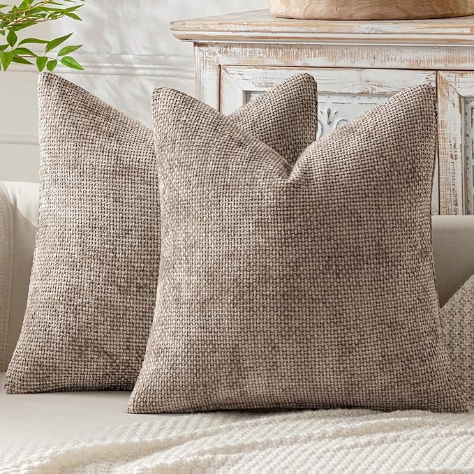 MIULEE Decorative Light Khaki Euro Sham Pillow Covers 24x24 Inch 2 Pack | by MIULEE