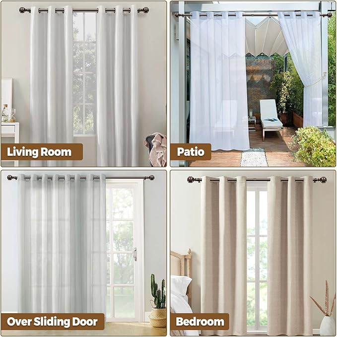 KAMANINA 2 Pack Curtain Rods for Windows 48 to 84 Inch, Antique Bronze Heavy - Image 6