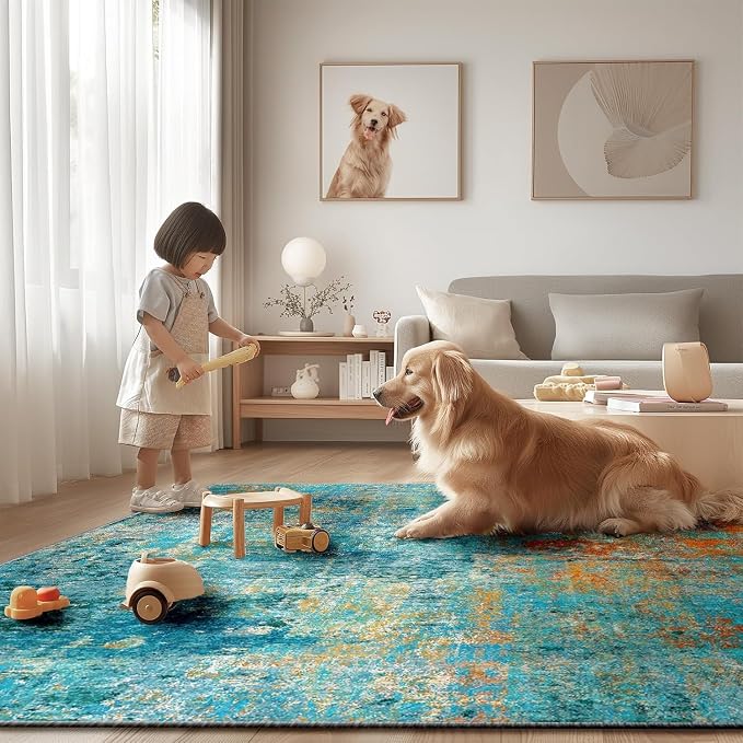 Washable Area Rugs 2'x6' Non-Slip Modern Abstract Soft - Image 9