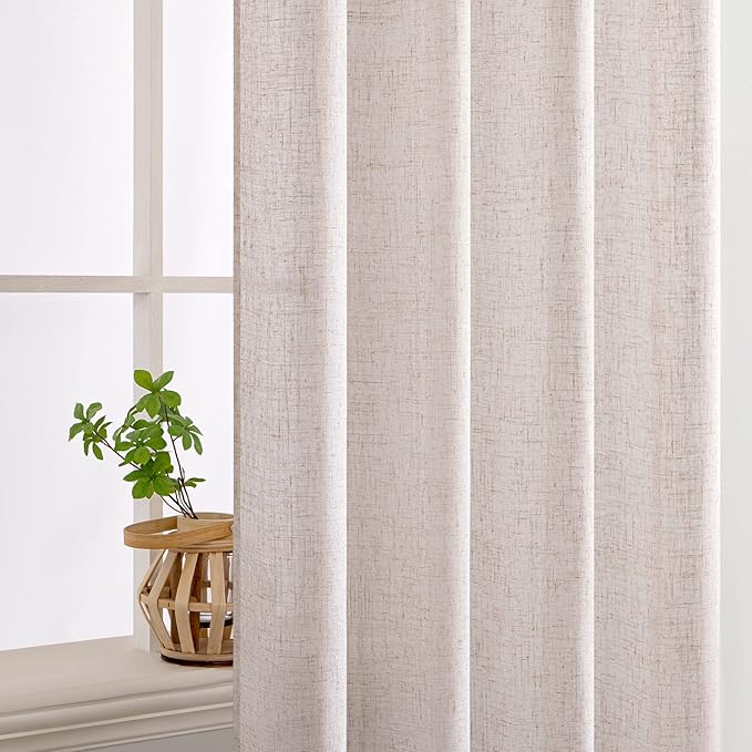 MIULEE Natural White Linen Curtains 52x102 Inch Length 2 Panels - Image 5