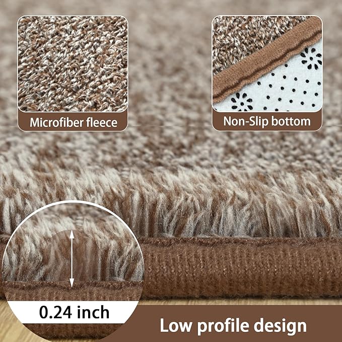 4x6 Area Rugs for Living Room Non Slip Dorm Bedroom Rug, Matte Brown | Modern - Image 5