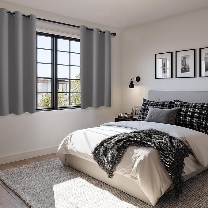 Blackout Curtains for Bedroom, Light Grey, 38 x 54 Inch, 2 Panels | Thermal - Image 6