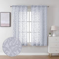 Lecloud Leia Light Grey Sheer Curtains 63 Inch Length 2 Panels, Jacquard Leaf by Lecloud
