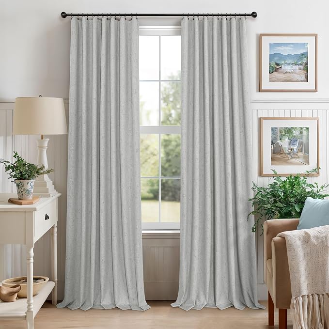 Pitalk 45 Inch Length Blackout Curtains Set of 2 Panels Back Tab Linen Cotton - Image 8