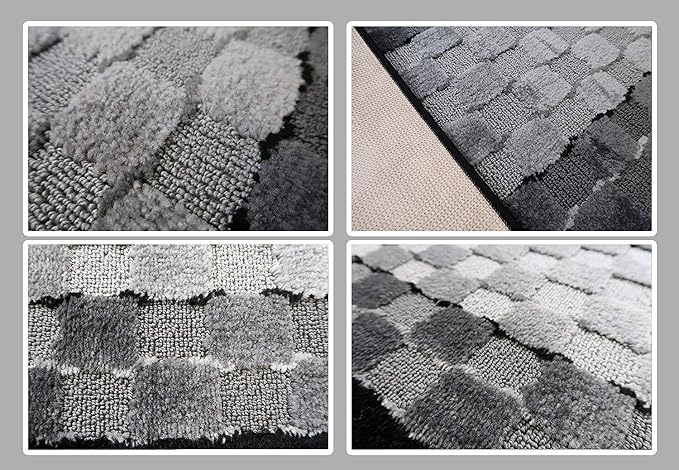 Custom Length Hallway Runner Rug, Slip Resistant, Checkered Black, 26 Inch X 27 - Image 5