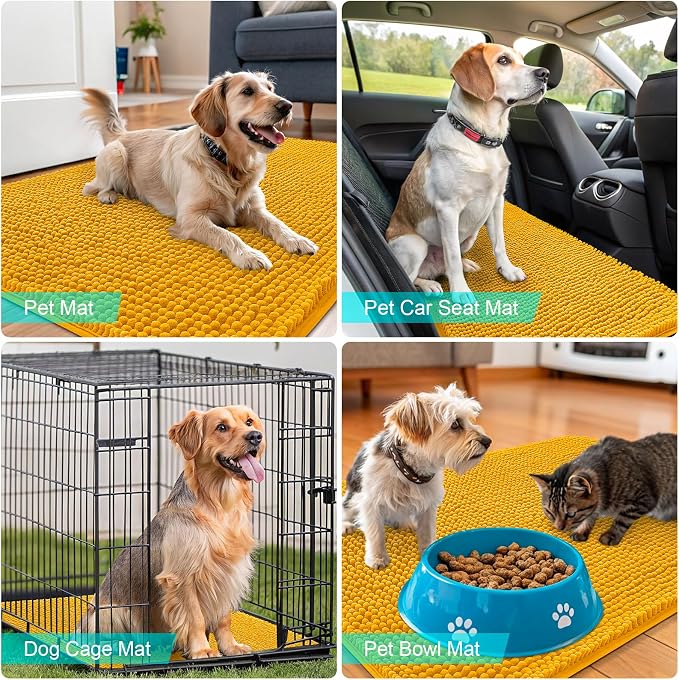 OLANLY Dog Door Mat for Muddy Paws 40x32, Super Absorbent Chenille Mud Mat | - Image 7