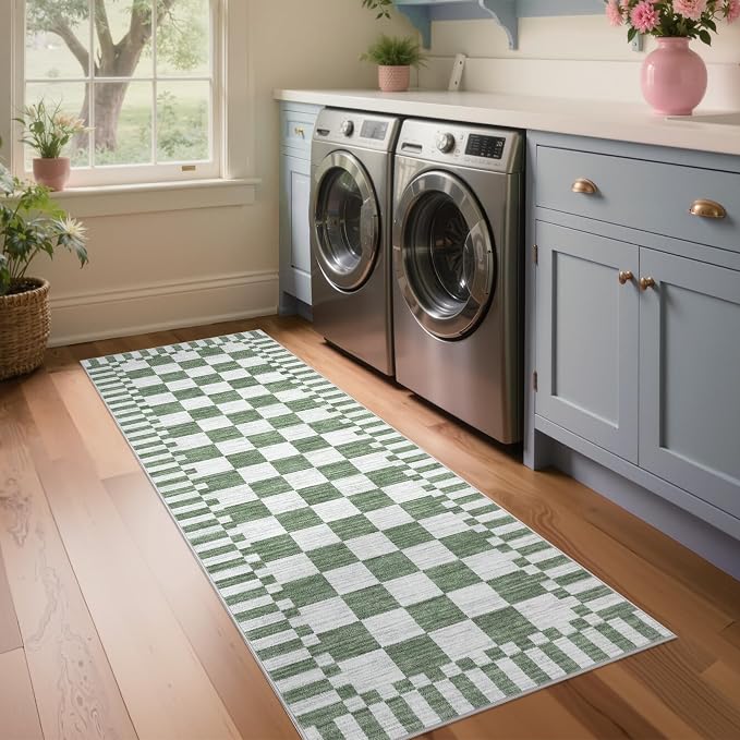 GarveeHome 2.5x8 Checkered Kitchen Runner Rug - Image 2