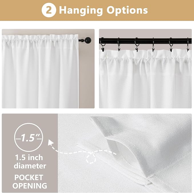 OVZME White Valance for Windows, Light Filtering ThickTextured Small Kitchen - Image 6