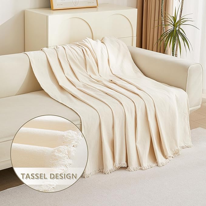MYSKY HOME Beige Couch Covers Boho Style Chenille - Image 3