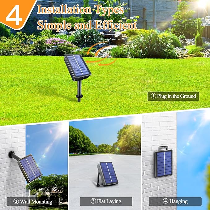 2 Pack Solar String Lights Total 240LED 80FT, IP67 Waterproof Solar Lights for Outside with 8 Modes, Upgraded Solar Panel Fairy Lights for Garden Party Wedding Decorations (Cool White) …