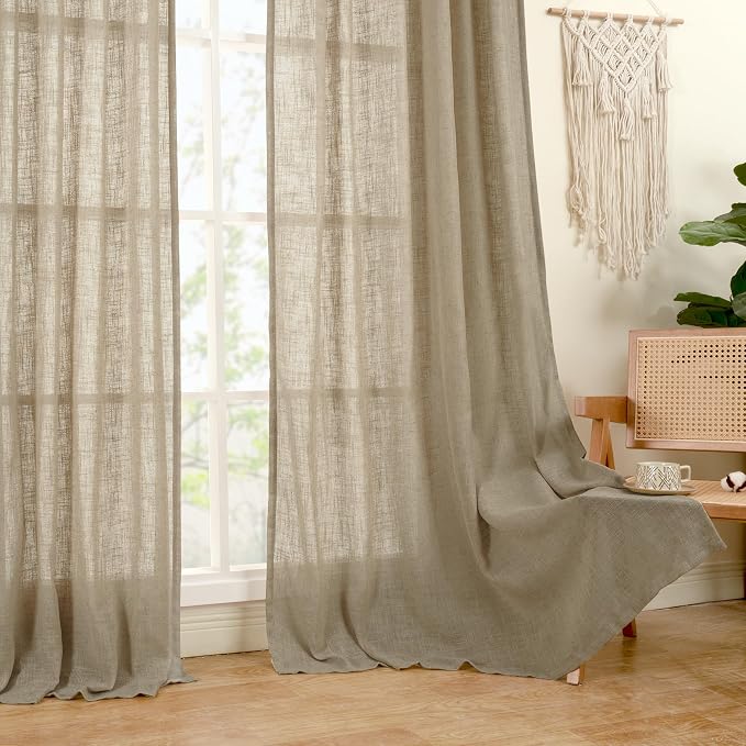Semi Sheer Linen Curtains 63 Inch - Image 9