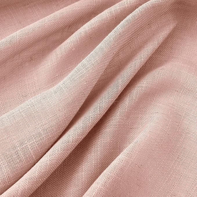 MIULEE Blush Pink Linen Curtains 90 Inch Long 2 Panels - Image 4