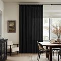 Black Linen Pleat Light Filtering Memory Shape Train Curtains 84 Inch Long | by Twodrapes