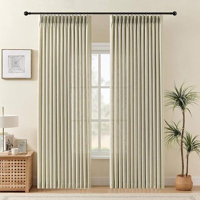IVAPUPU Linen Pinch Pleated 84 Inch Curtains by IVAPUPU