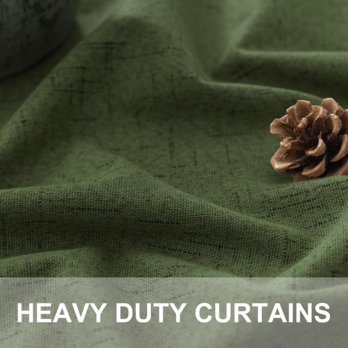 Pitalk Olive Green Blackout Curtains 63 Inch Length 2 Panel - Image 2
