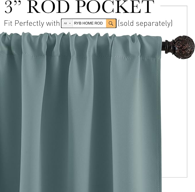 RYB HOME Cafe Blackout Curtains 24 inch Length, RV Curtains - Image 2