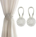 Magnetic Tiebacks for Curtains, 2 Pack Sparkling Crystal Flower Curtain by FOZUBOYO
