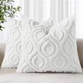 decorUhome Throw Pillow Covers 22x22 Inch Set of 2, Soft Plush Faux Wool White by decorUhome