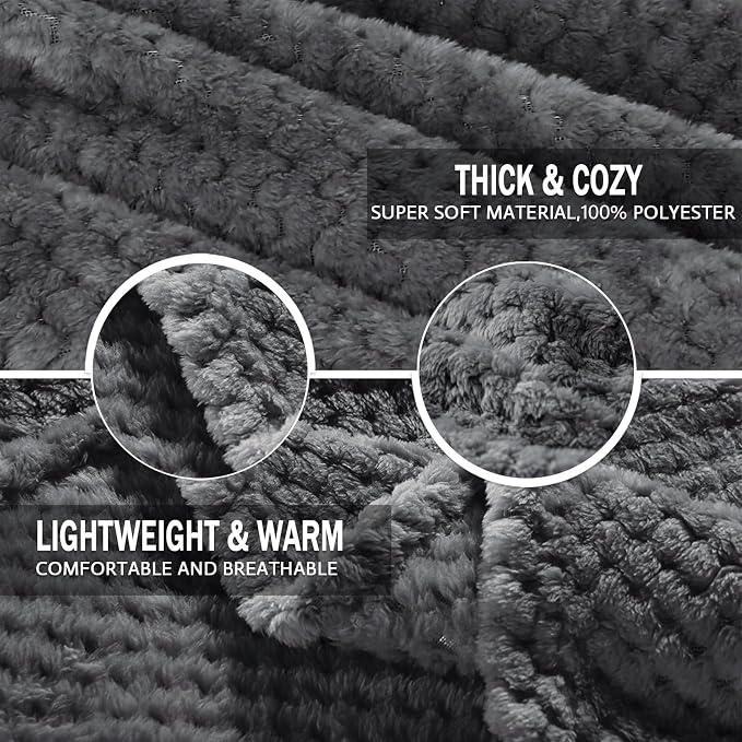 Exclusivo Mezcla Soft Waffle Fleece Bed Blanket Queen Size, Cozy Flannel - Image 6