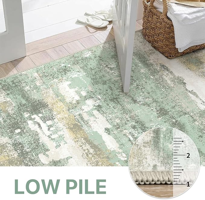 Round Rugs 5FT for Living Room Bedroom, Modern Abstract Machine Washable Circle - Image 8