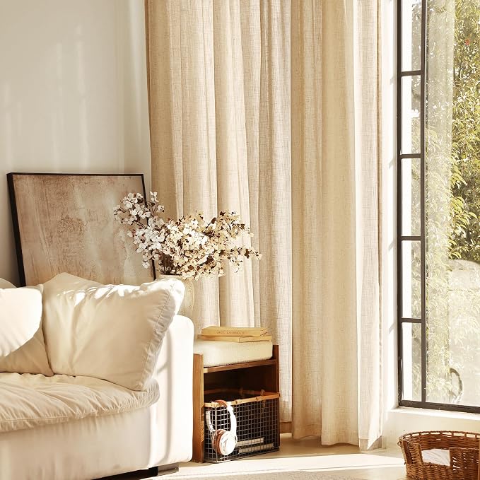 Tan Linen Curtains 102 inches Long - Image 5