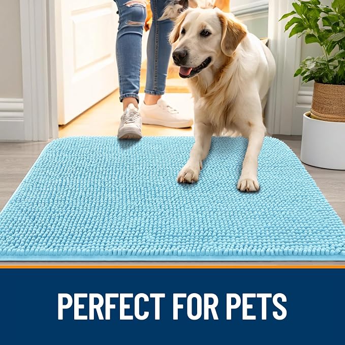 OLANLY Dog Door Mat for Muddy Paws 34x21, Super Absorbent Chenille Mud Mat | - Image 6