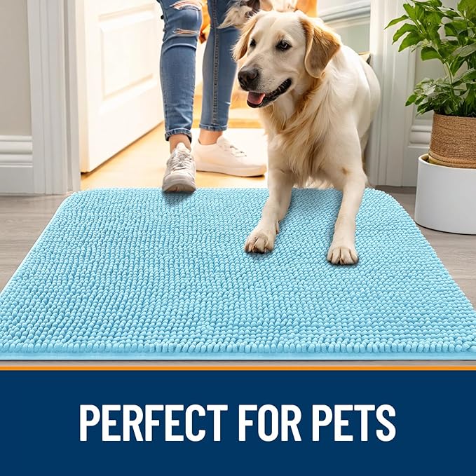 OLANLY Dog Door Mat for Muddy Paws 44x24, Super Absorbent Chenille Mud Mat | - Image 6