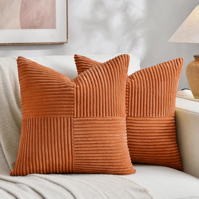 Fancy Homi 2 Packs Orange Fall Decorative Throw Pillow Covers 16x16 Inch by Fancy+Homi