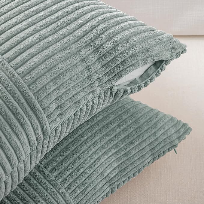 Fancy Homi 2 Packs Grey Blue Decorative Throw Pillow Covers 20x20 Inch - Image 4