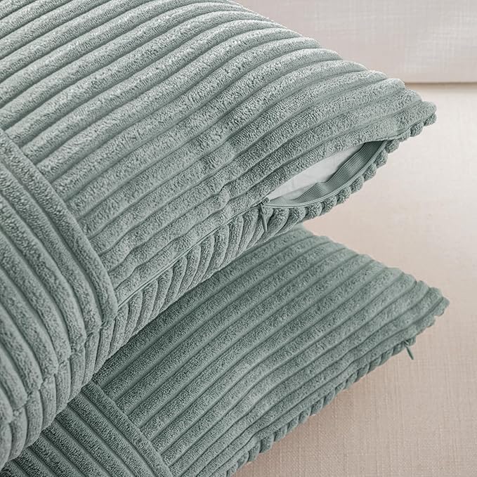 Fancy Homi 2 Packs Grey Blue Lumbar Decorative Throw Pillow Covers 16x32 Inch - Image 4