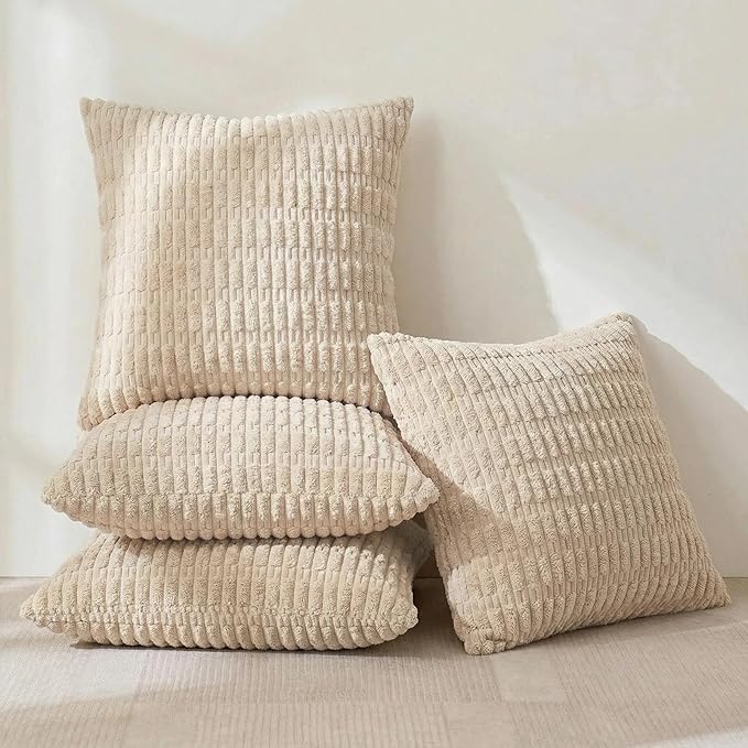 Fancy Homi 4 Packs Tan Decorative Throw Pillow Covers 22x22 Inch - Image 2