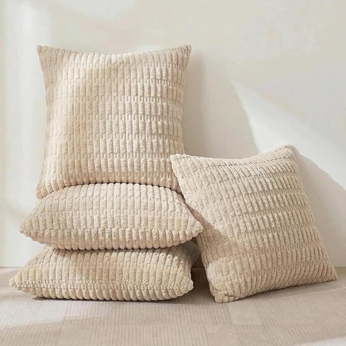 Fancy Homi 4 Packs Tan Decorative Throw Pillow Covers 24x24 Inch - Image 2