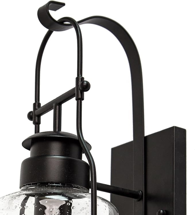 Muskoka Lifestyle Products Rustic Wall Light Lantern with Retro Industrial loft Lantern Look in Rubbed Bronze Powder Coat Finish with Milk Pioneer jug Glass