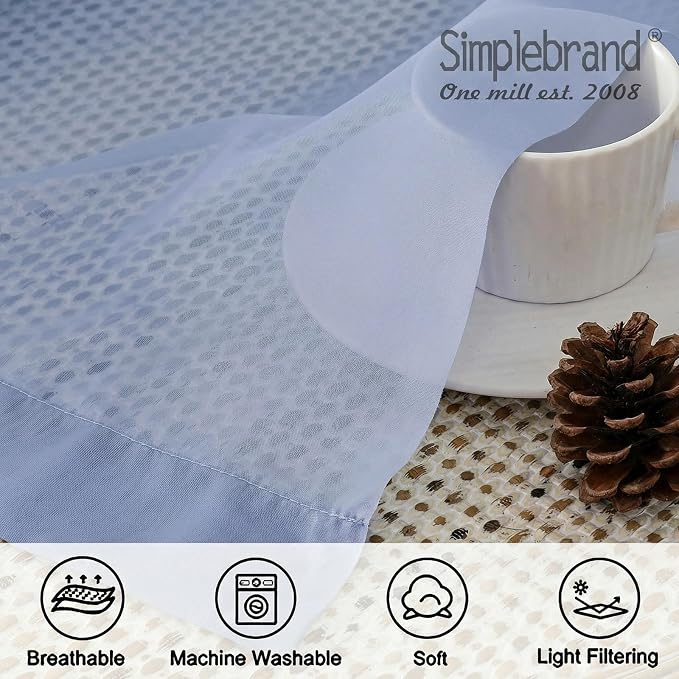 Simplebrand Denim Sheer Curtains 96 Inches Long, Light Filtering Rod Pocket - Image 5