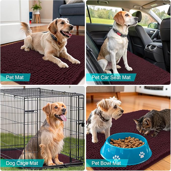 OLANLY Dog Door Mat for Muddy Paws 32x20, Super Absorbent Chenille Mud Mat | - Image 7