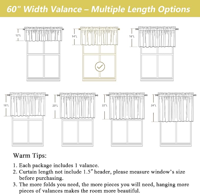 Navy Blue Valances for Windows, Light Filtering Faux Linen Textured Small Short - Image 3