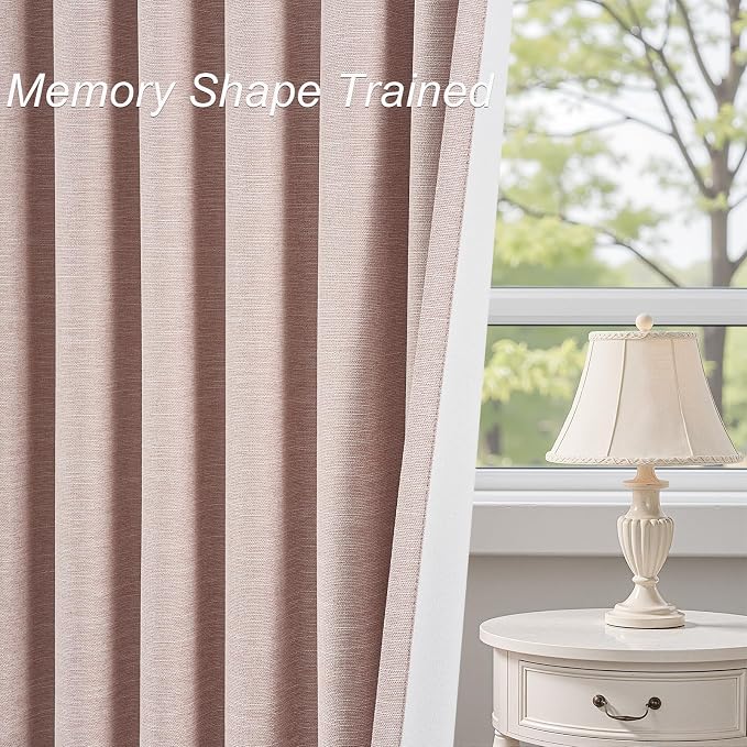 Topfinel Light Pink Linen Blackout Curtains 108 Inches Long - Image 5