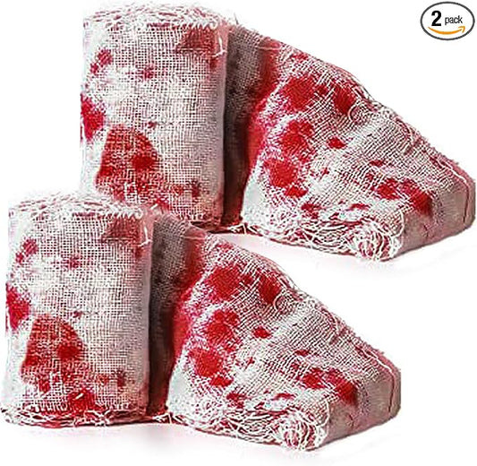 Wholelovein 2 PCS Halloween Creepy Cloth 800 Inch Bloody Scary Blood Gauze Bandages Decorations