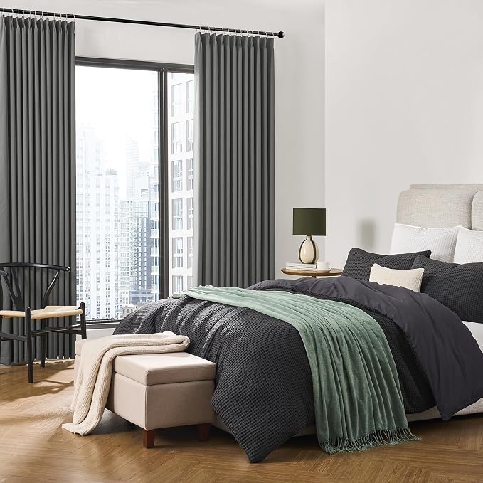 Wide Width Window Curtains 100 x 84 Inches Long, Vertical Accordion Style Pinch - Image 4