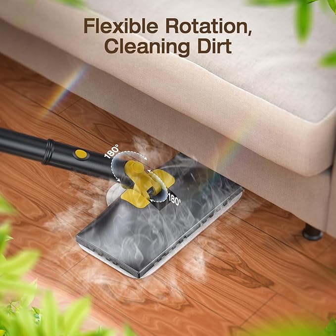 ScrubWiz Steam Mop Cleaner with Detachable Handheld Steamer, 10-in-1 Multi Accessories, Washable Microfiber Pads, 350ml and 2 Adjustable Levels for Cleaning Floor, Carpet, Tiles, and Grout, Gray