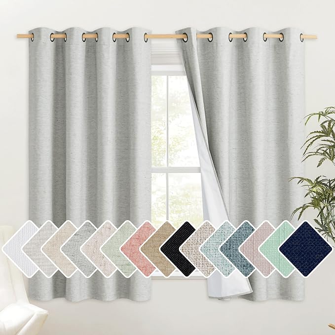 NICETOWN Grey Full Shade Cold Reducing Curtain Panels, 52 x 63 inch, Pair of by NICETOWN
