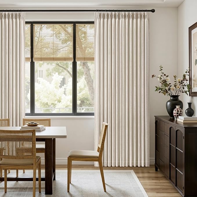 MIULEE Pinch Pleated Thick Linen Curtains 108 Inches Long 2 Panels - Image 5