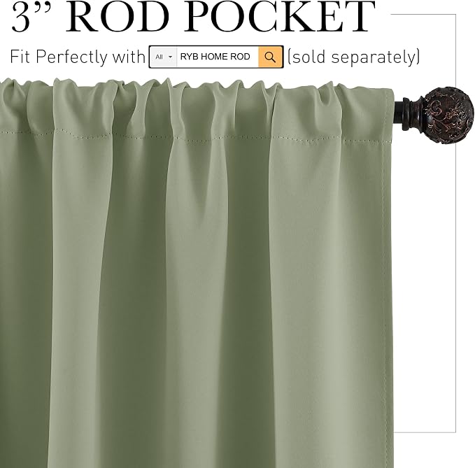 RYB HOME Blackout Curtains for Bedroom 84 inches Long 2 Panels Set, Privacy - Image 3